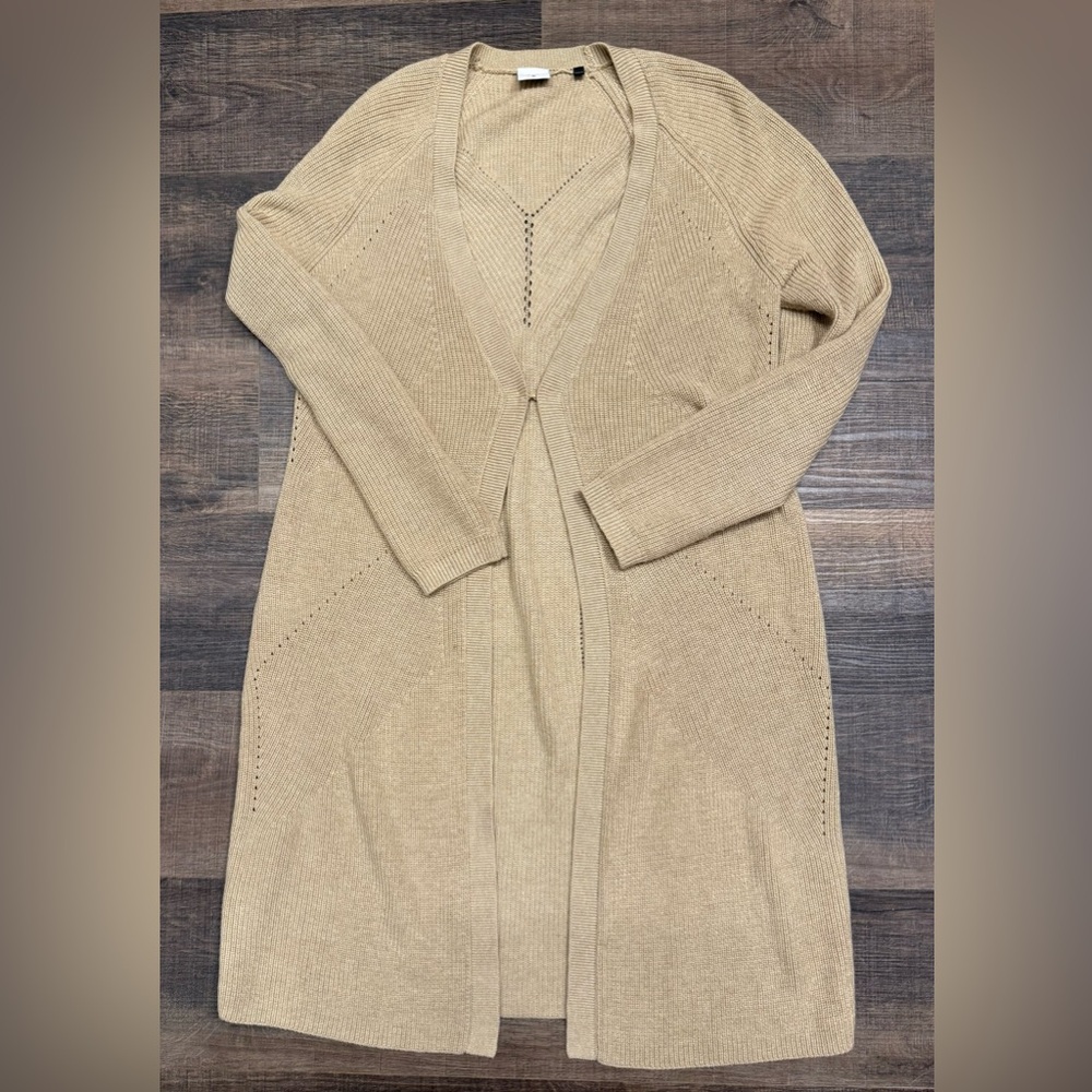 Cabi Long Duster Cardigan Medium Cotton Blend Open Front Boho Layering Southwest